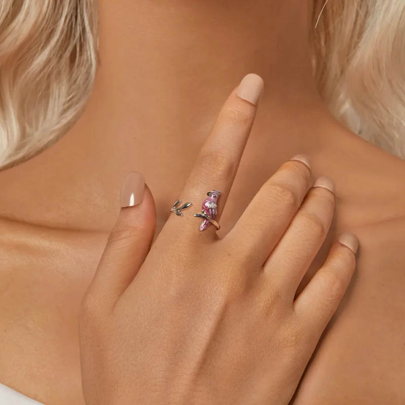 (bilde for) PANDORA Style Pink Parrot Open Ring - BSR551-E - Vis 6