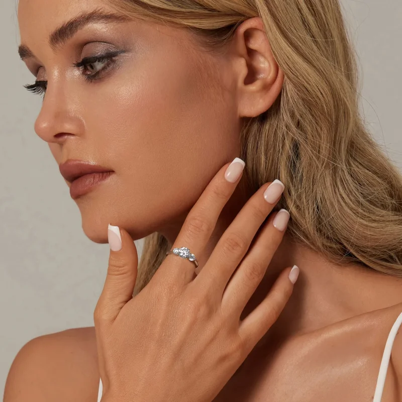 (bilde for) PANDORA Style Romantic 1kt Moissanite ring (med ett sertifikat) - MSR051-E - Vis 6