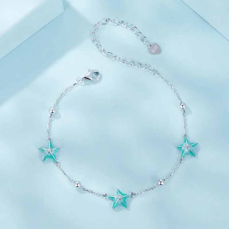 (bilde for) PANDORA Style Starfish Teal Armbånd - SCB276 - Vis 3