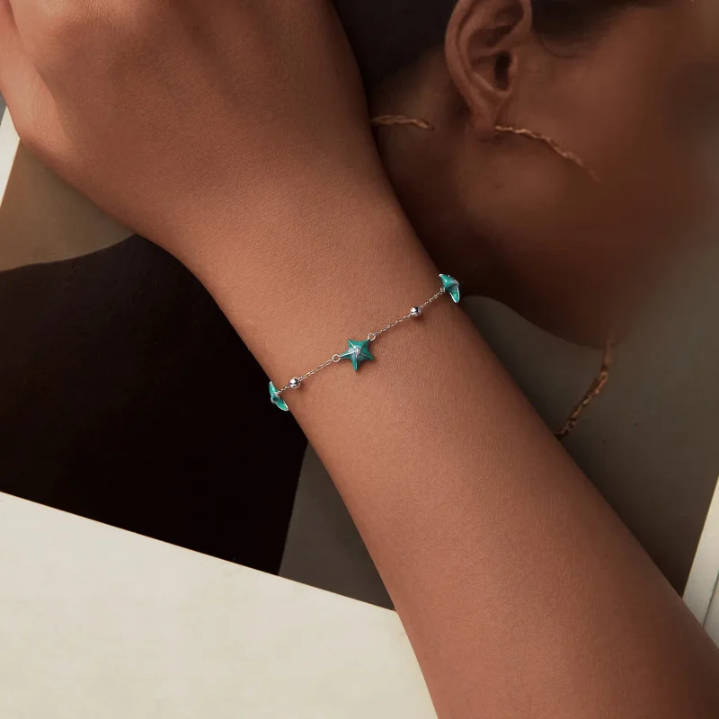 (bilde for) PANDORA Style Starfish Teal Armbånd - SCB276 - Vis 4