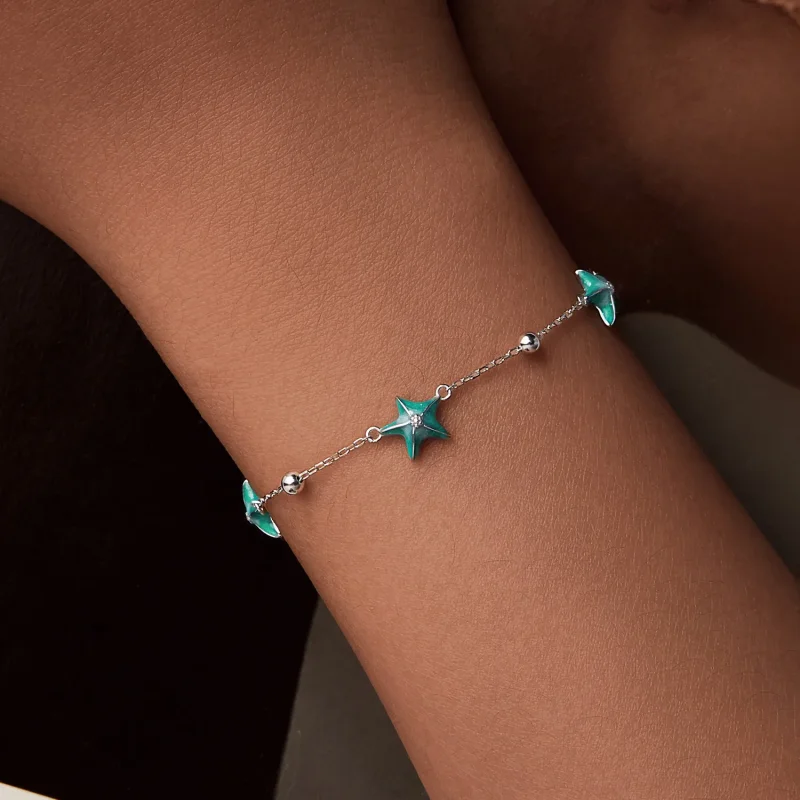 (bilde for) PANDORA Style Starfish Teal Armbånd - SCB276 - Vis 7