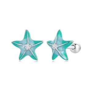 (bilde for) PANDORA Style Starfish Teal øredobber - SCE1747