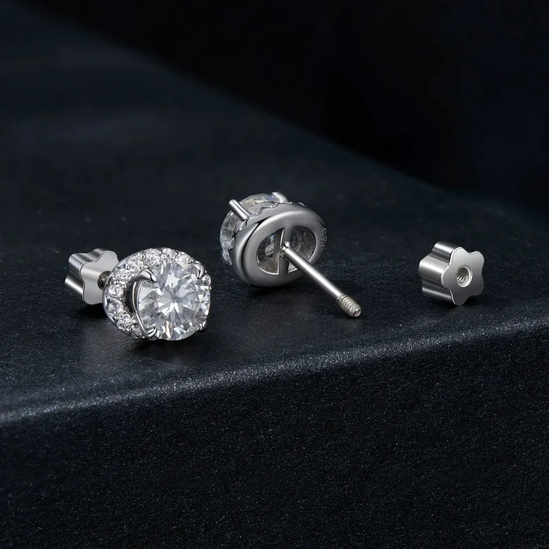 (bilde for) PANDORA Style Starry Moissanite 0,5 karat øredobber (to sertifikater) - MSE054 - Vis 2