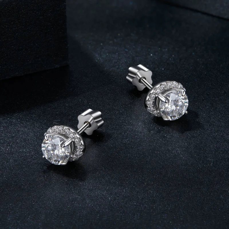 (bilde for) PANDORA Style Starry Moissanite 0,5 karat øredobber (to sertifikater) - MSE054 - Vis 3