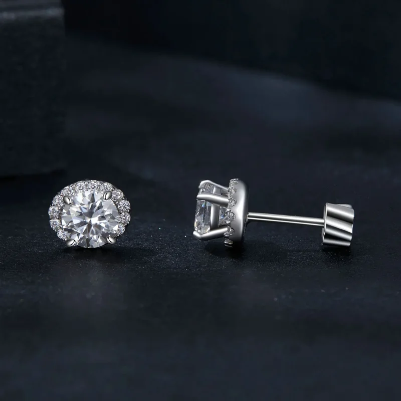 (bilde for) PANDORA Style Starry Moissanite 0,5 karat øredobber (to sertifikater) - MSE054 - Vis 4