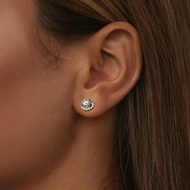 (bilde for) PANDORA Style Starry Moissanite 0,5 karat øredobber (to sertifikater) - MSE054 - Vis 5