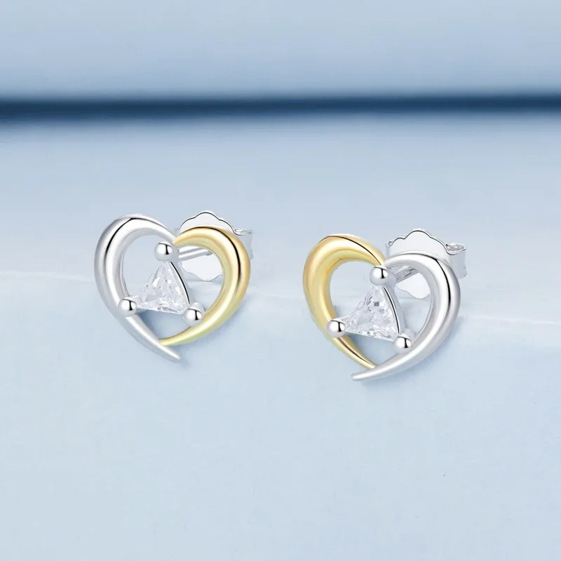 (bilde for) PANDORA Style Tofarget hjerteøredobber - BSE1027 - Vis 2