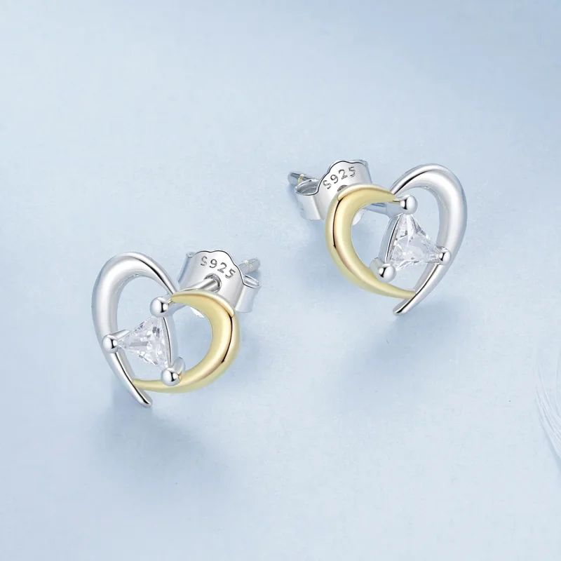 (bilde for) PANDORA Style Tofarget hjerteøredobber - BSE1027 - Vis 3