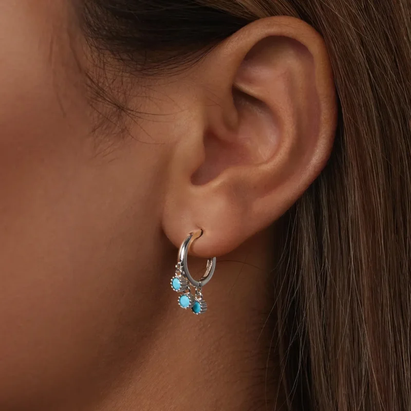 (bilde for) PANDORA Style turkise øredobber - BSE1019 - Vis 6