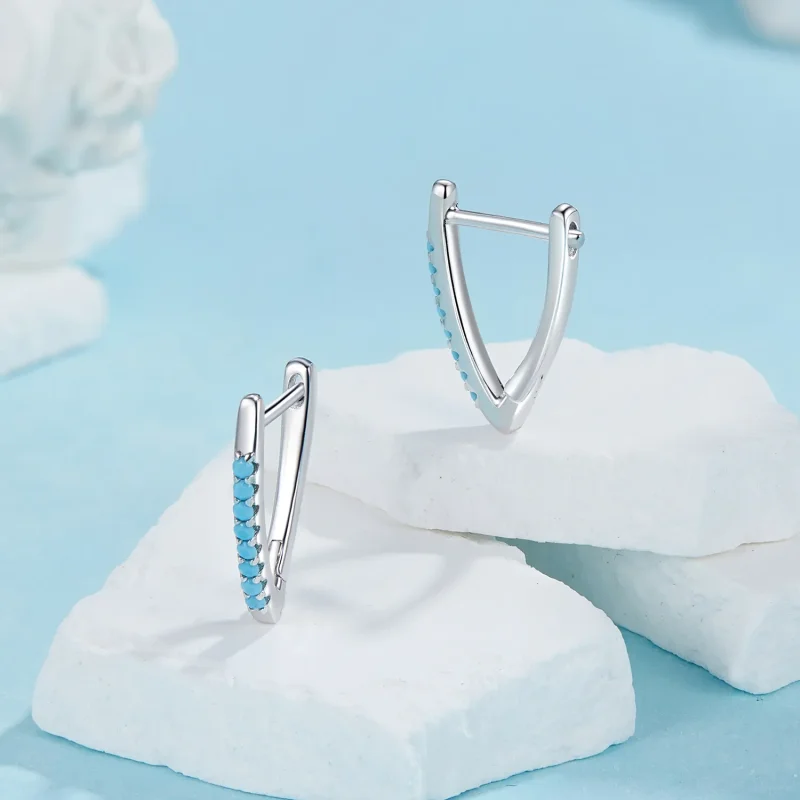 (bilde for) PANDORA Style V-formede turkise øredobber - BSE1020 - Vis 3
