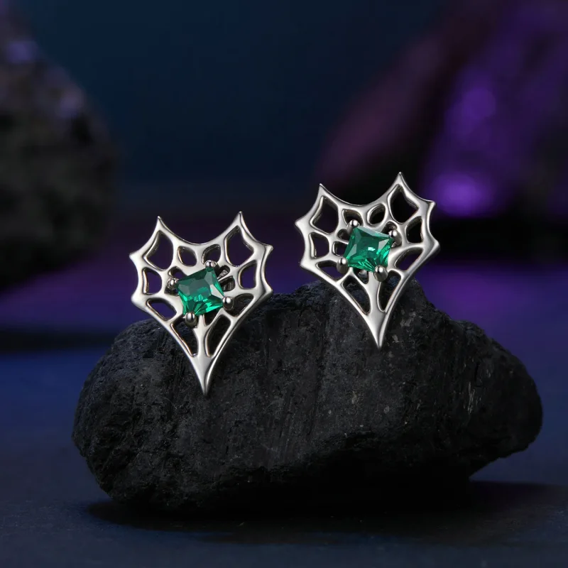 (bilde for) PANDORA-stil hjerteformede edderkoppnett øredobber - SCE1797 - Vis 2