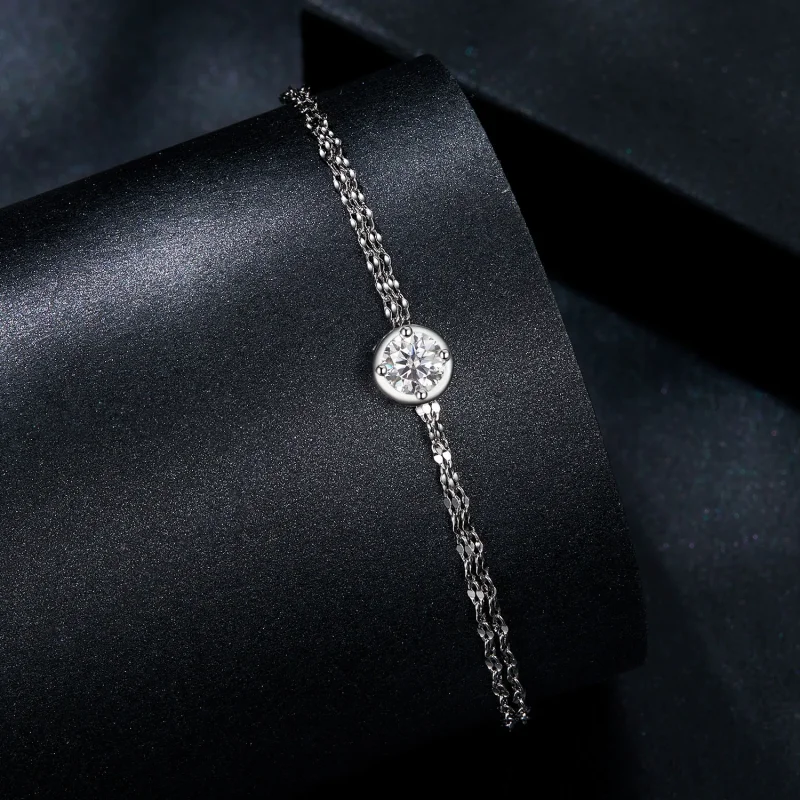 (bilde for) PANDORA Style 0,5 karat moissanite armbånd med doble fliser (med ett sertifikat) - Vis 2