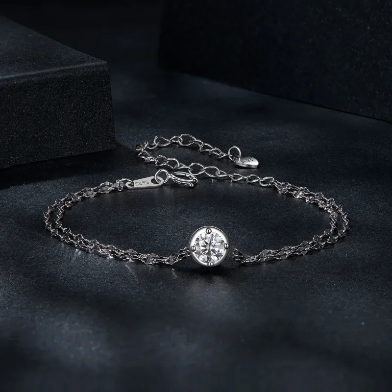 (bilde for) PANDORA Style 0,5 karat moissanite armbånd med doble fliser (med ett sertifikat) - Vis 3