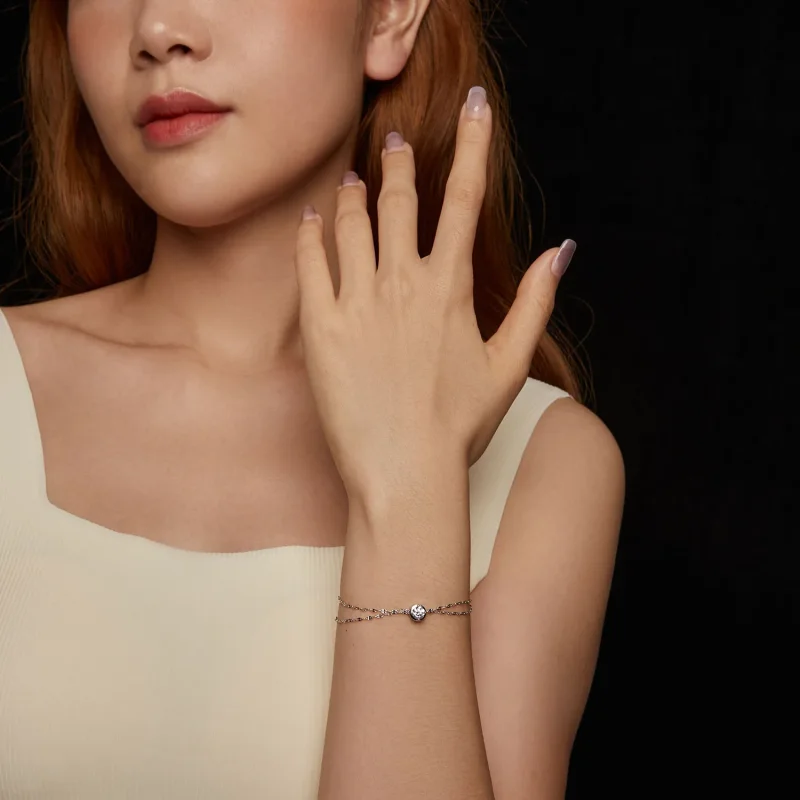 (bilde for) PANDORA Style 0,5 karat moissanite armbånd med doble fliser (med ett sertifikat) - Vis 6