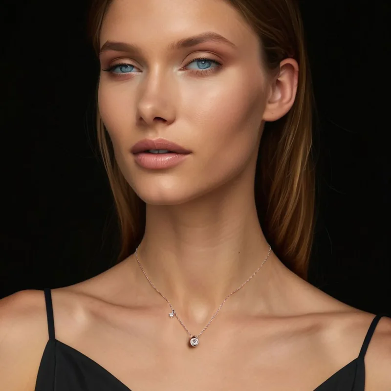 (bilde for) PANDORA Style 0,5 karat Moissanite dråpekjede (med ett sertifikat) - MSN037 - Vis 7