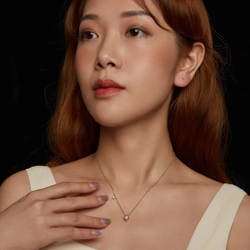 (bilde for) PANDORA Style 0,5 karat Moissanite dråpekjede (med ett sertifikat) - MSN037 - Vis 9