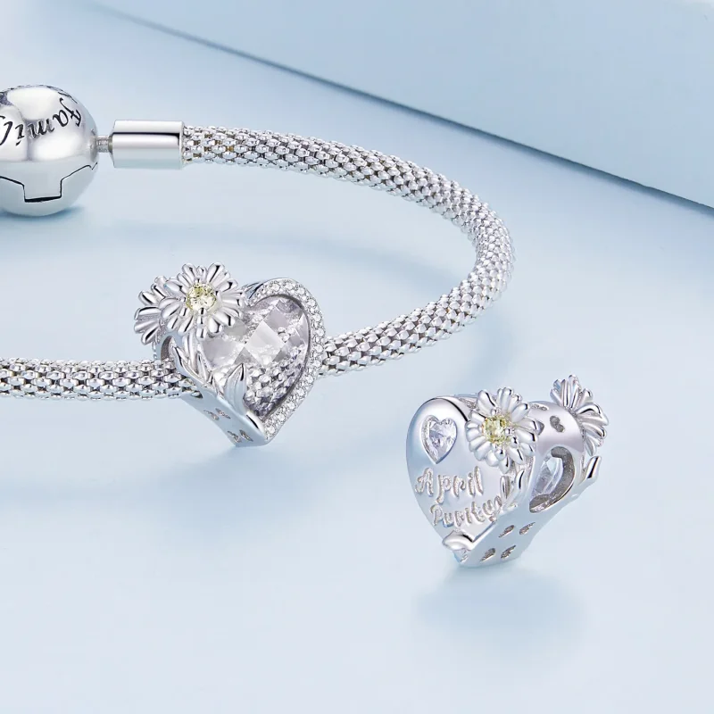 (bilde for) PANDORA Style April fødselsstein hjerte sjarm - BSC660-4 - Vis 5