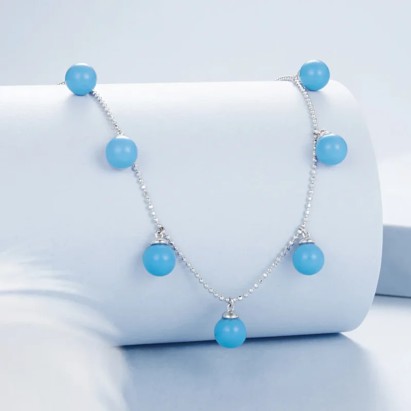 (bilde for) PANDORA Style Blå turkis krage halskjede - BSN405 - Vis 2