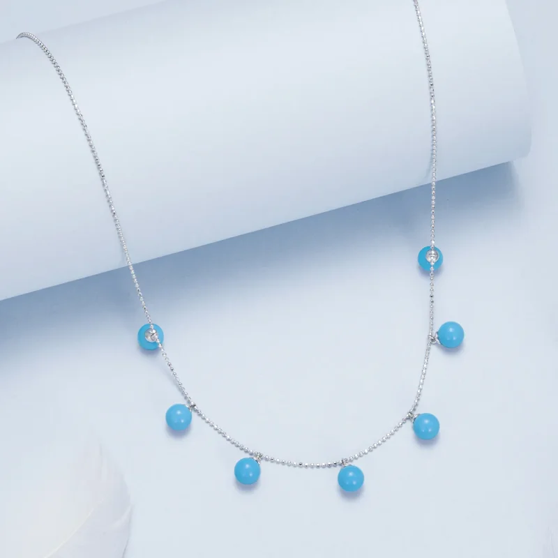 (bilde for) PANDORA Style Blå turkis krage halskjede - BSN405 - Vis 5