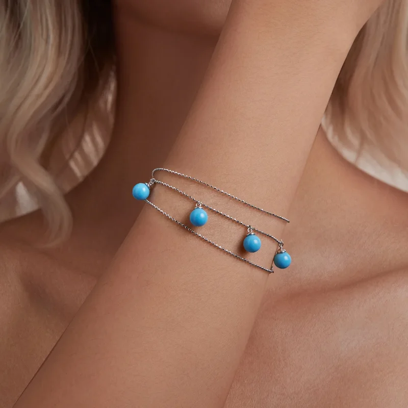 (bilde for) PANDORA Style Blå turkis krage halskjede - BSN405 - Vis 7