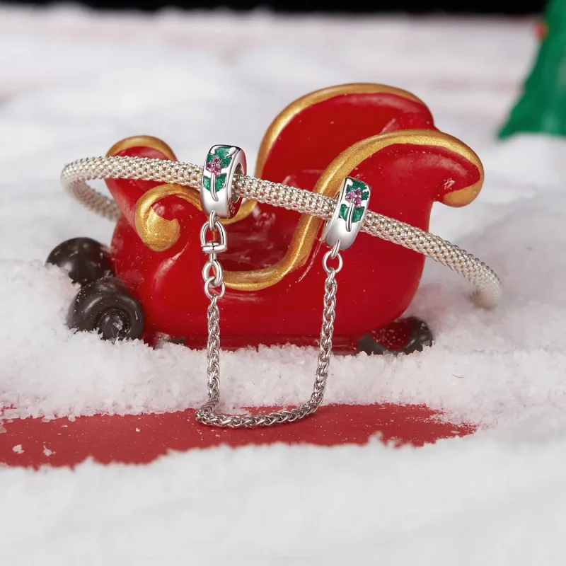 (bilde for) PANDORA Style Christmas Holly Safety Chain - SCC2918 - Vis 2