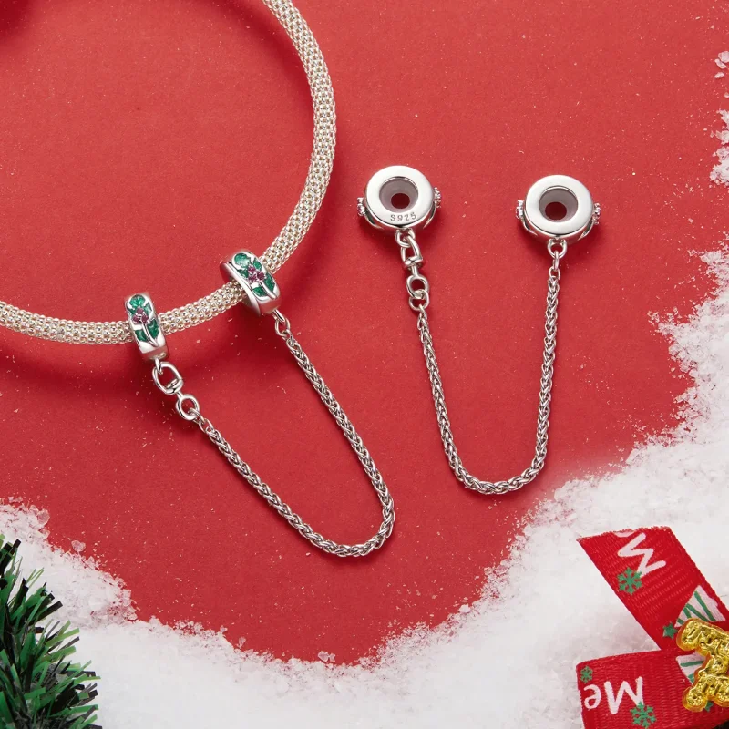 (bilde for) PANDORA Style Christmas Holly Safety Chain - SCC2918 - Vis 3