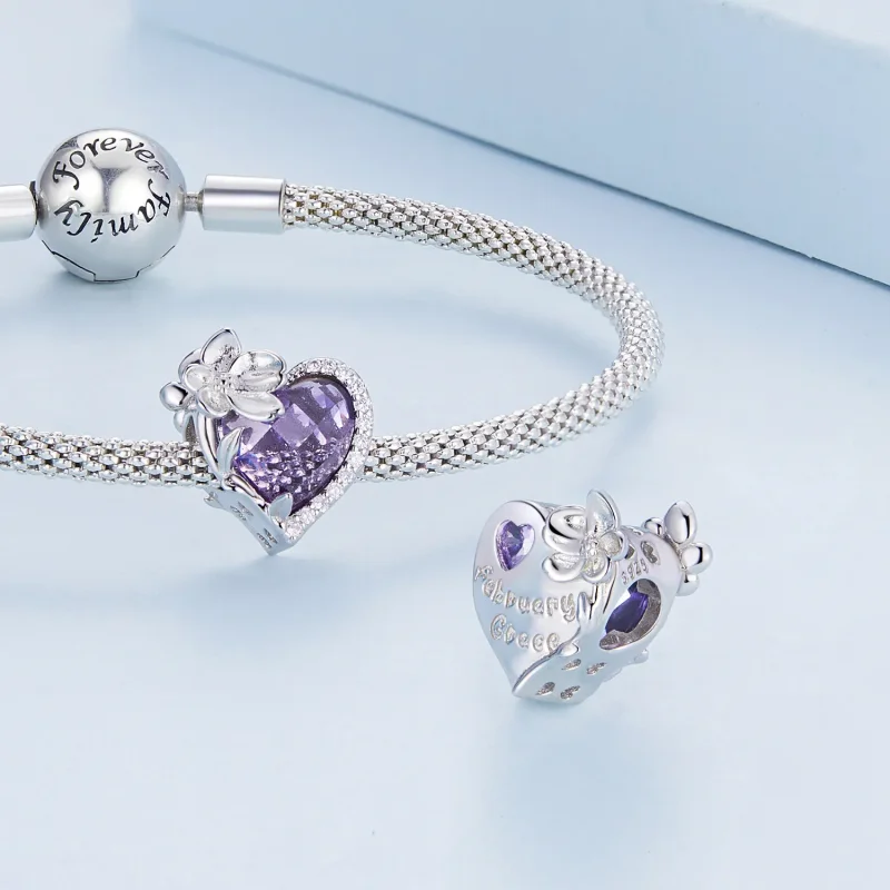 (bilde for) PANDORA Style februar fødselsstein hjerte sjarm - BSC660-2 - Vis 5