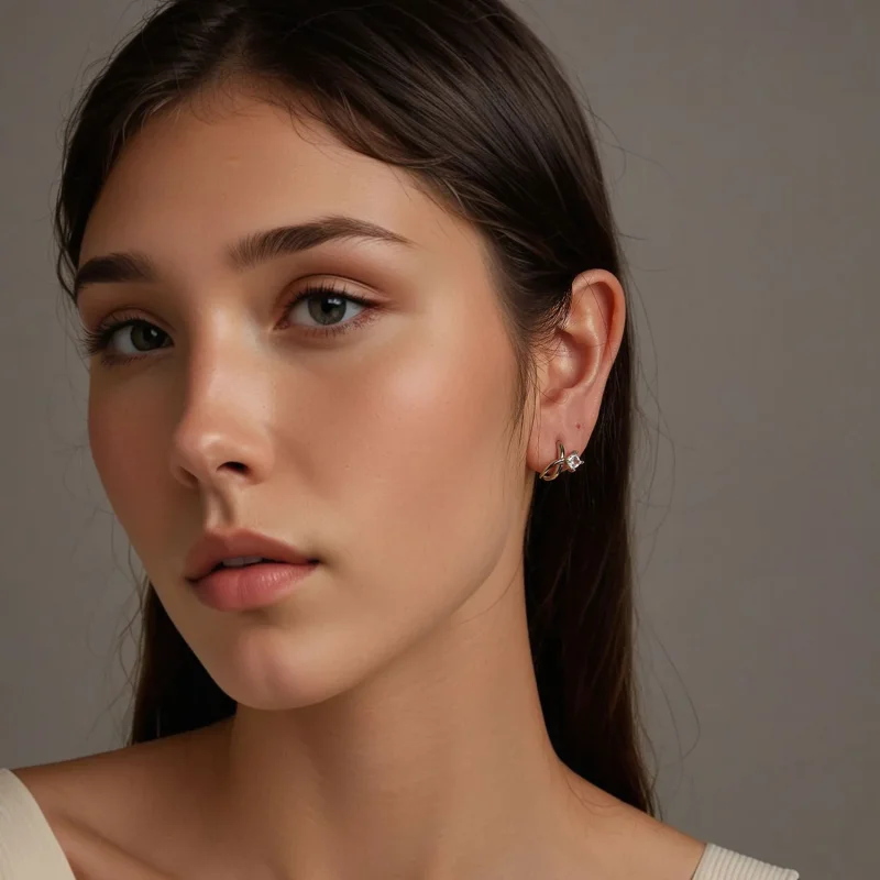 (bilde for) PANDORA Style Firkantede zirkonium dobbeltlags øreklips - BSE1052 - Vis 7