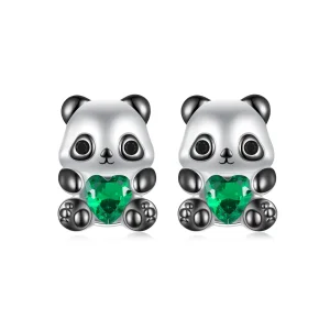 (bilde for) PANDORA Style Heart Panda øredobber - SCE1775