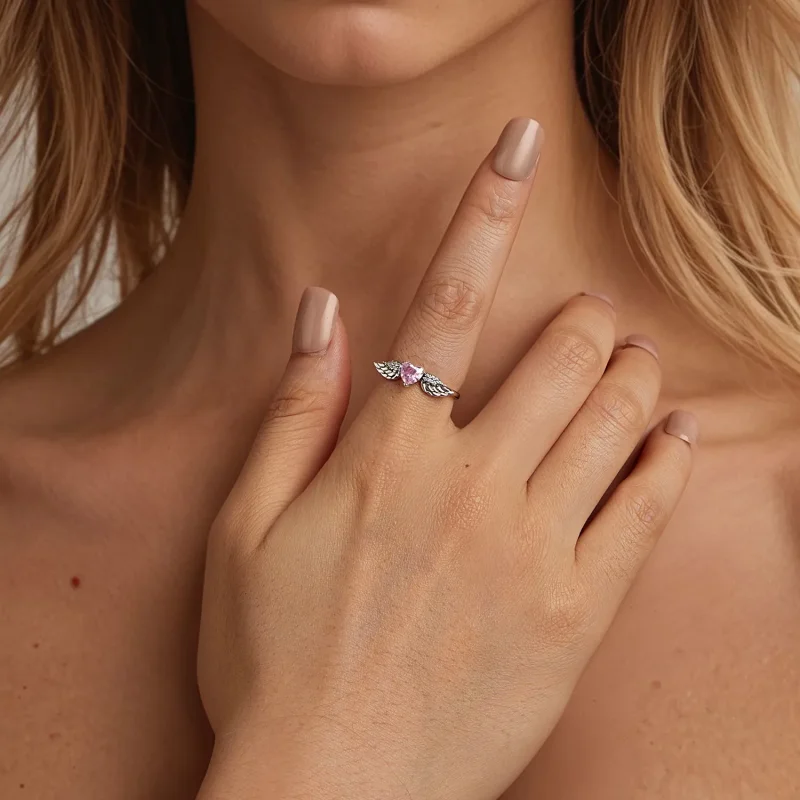 (bilde for) PANDORA Style Heart Wings Ring - SCR874 - Vis 2