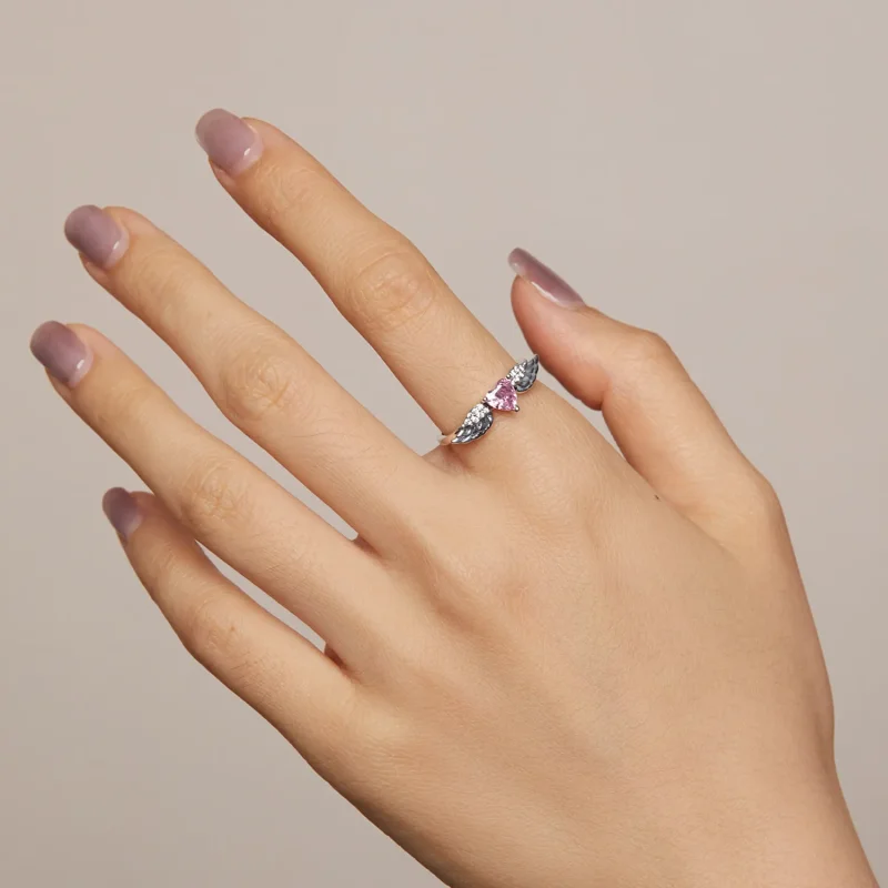 (bilde for) PANDORA Style Heart Wings Ring - SCR874 - Vis 3