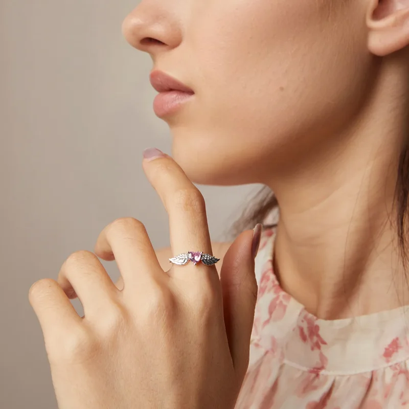 (bilde for) PANDORA Style Heart Wings Ring - SCR874 - Vis 4