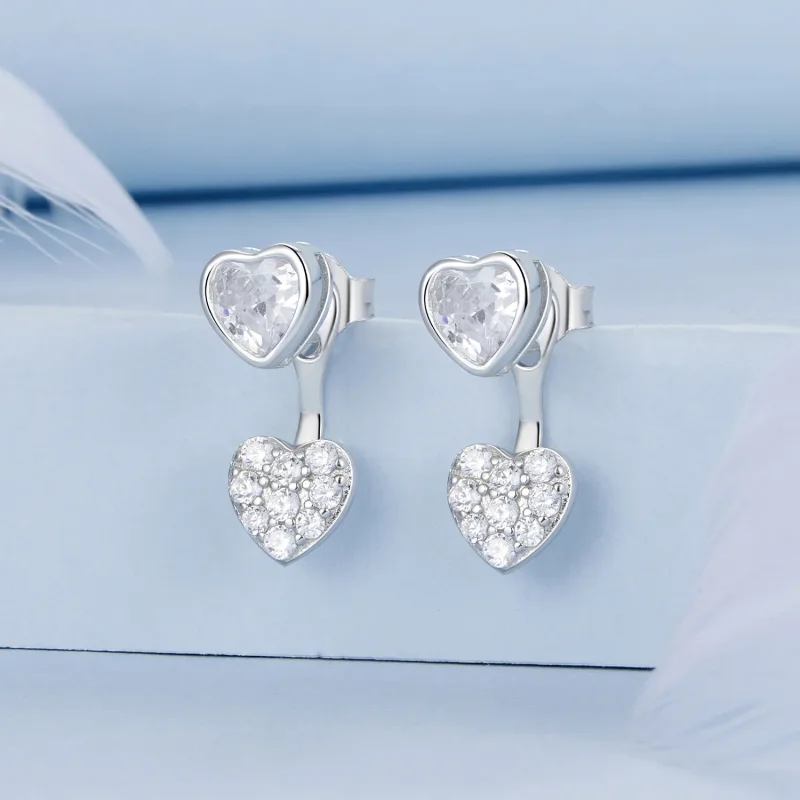 (bilde for) PANDORA Style Hjerteformede øredobber foran og bak - BSE1043 - Vis 2