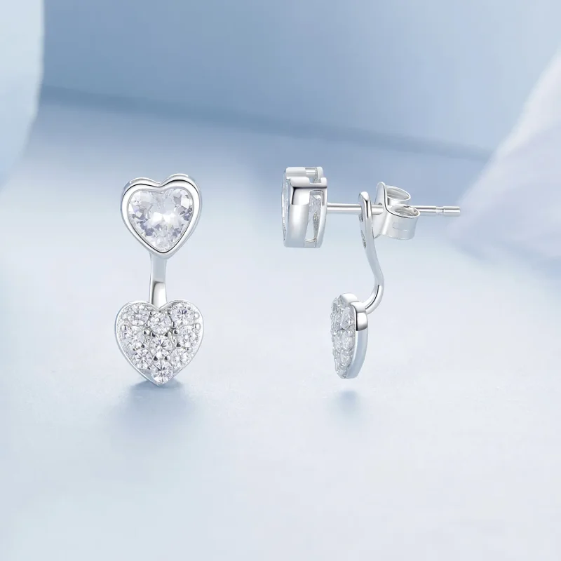 (bilde for) PANDORA Style Hjerteformede øredobber foran og bak - BSE1043 - Vis 3