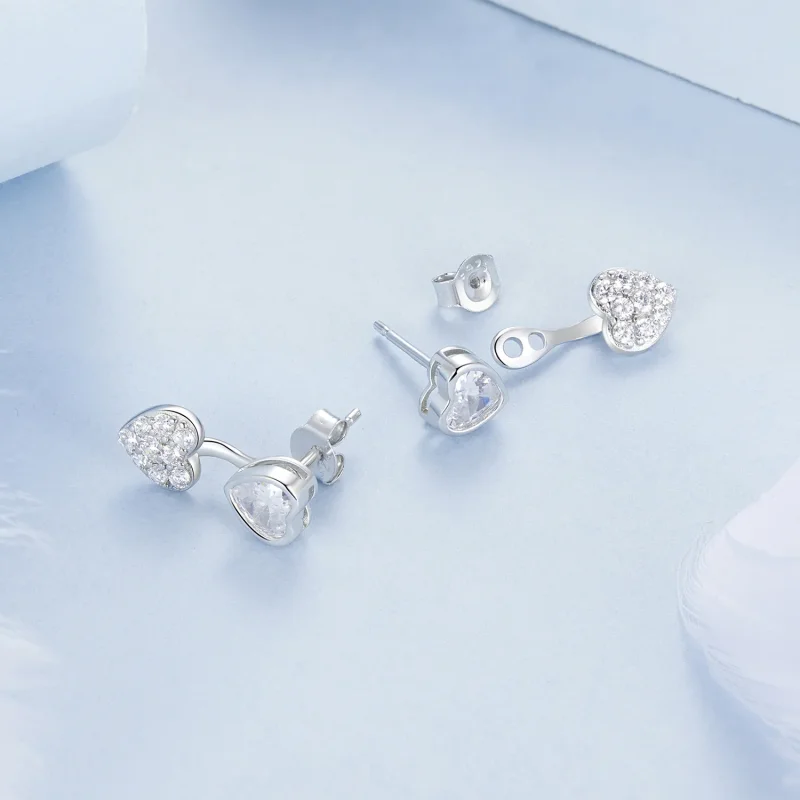 (bilde for) PANDORA Style Hjerteformede øredobber foran og bak - BSE1043 - Vis 4