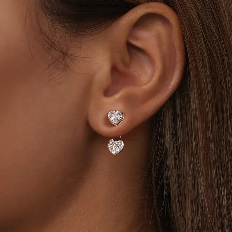 (bilde for) PANDORA Style Hjerteformede øredobber foran og bak - BSE1043 - Vis 6