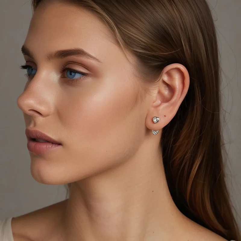 (bilde for) PANDORA Style Hjerteformede øredobber foran og bak - BSE1043 - Vis 7