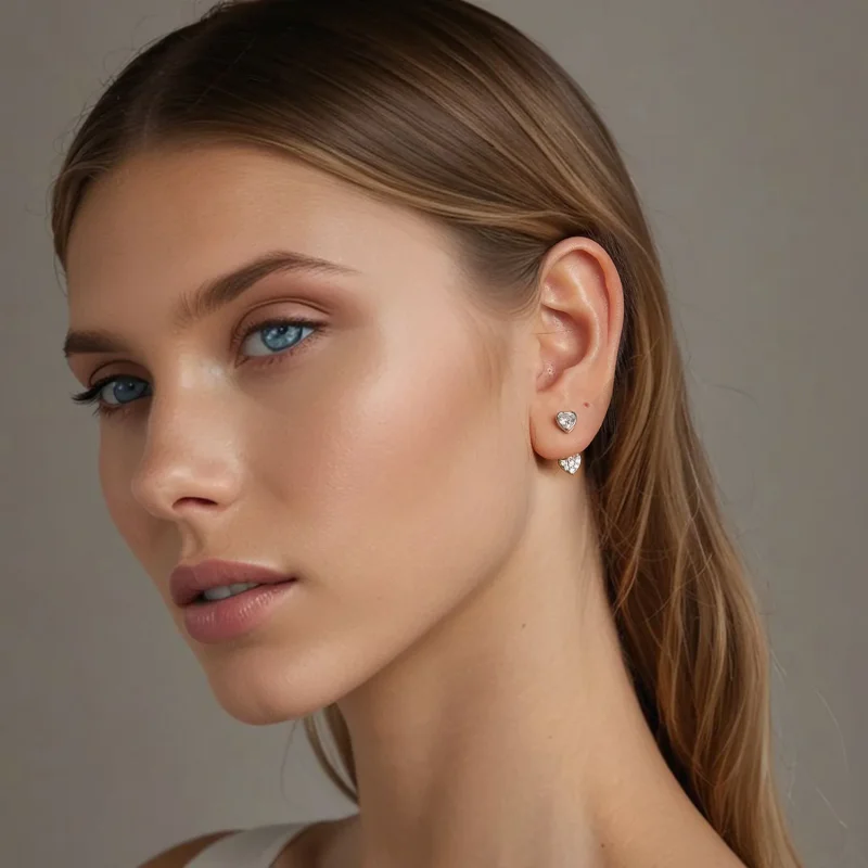 (bilde for) PANDORA Style Hjerteformede øredobber foran og bak - BSE1043 - Vis 8