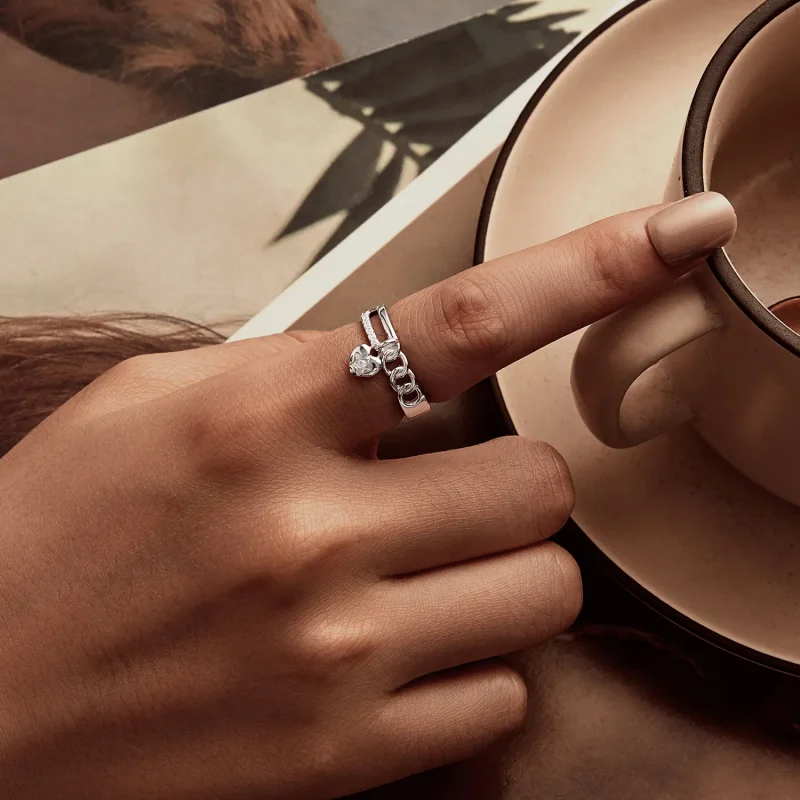 (bilde for) PANDORA Style hjerteformet dobbel kjedering - BSR572 - Vis 5