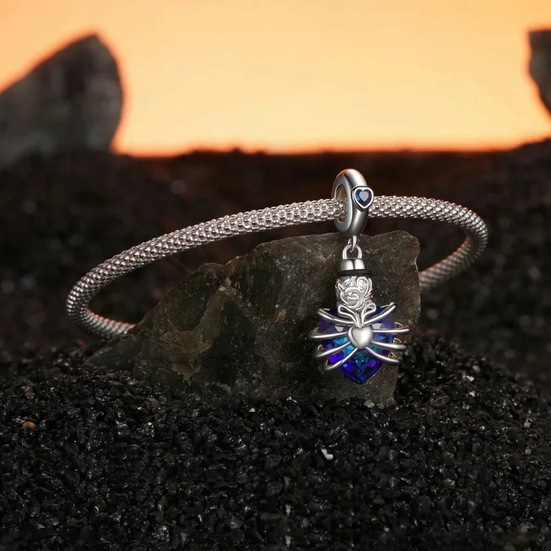 (bilde for) PANDORA Style Memorial Rose Heart Blue - BSC1058-BU - Vis 3