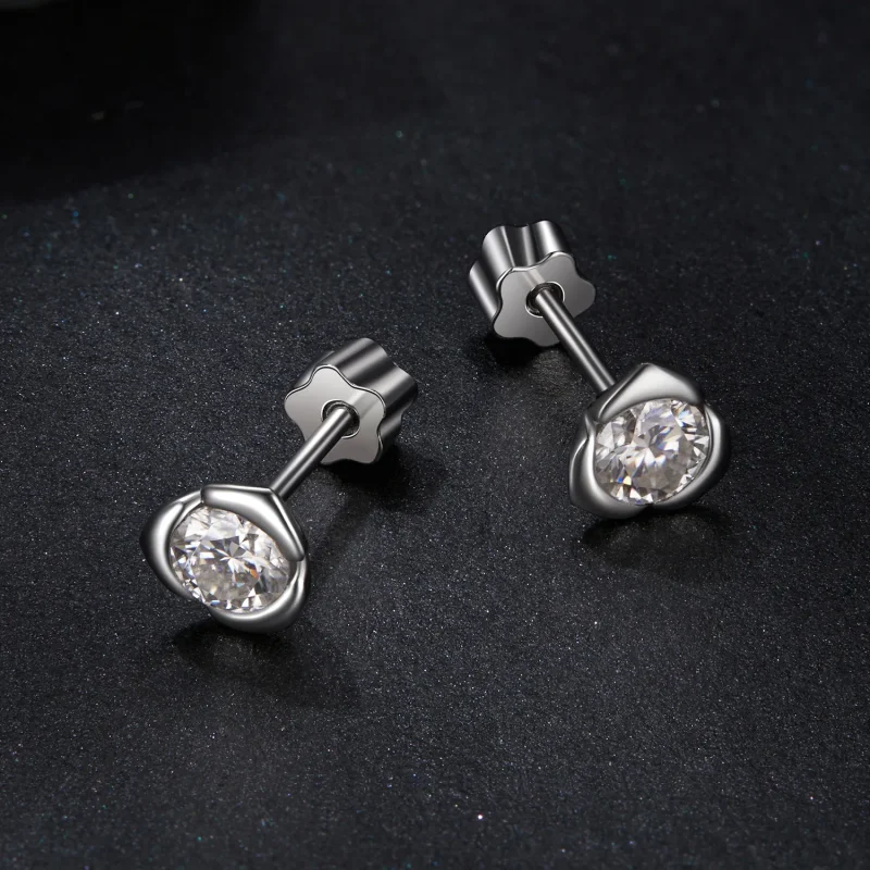 (bilde for) PANDORA Style Moissanite Rose øredobber (med ett sertifikat) - MSE071 - Vis 3