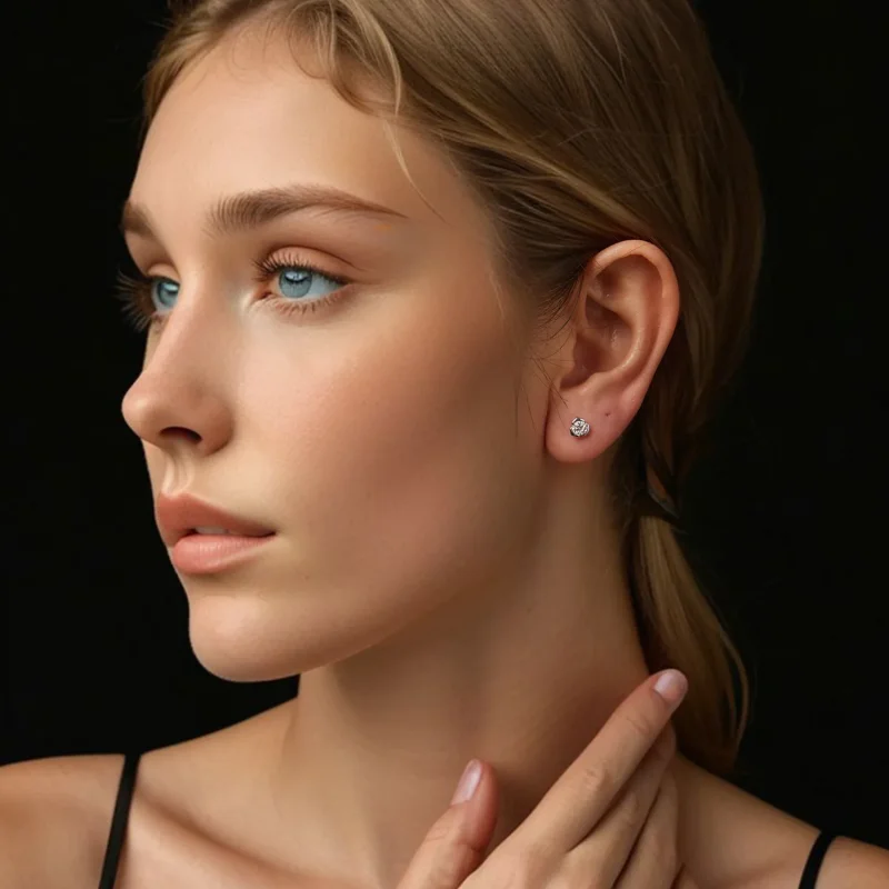 (bilde for) PANDORA Style Moissanite Rose øredobber (med ett sertifikat) - MSE071 - Vis 7