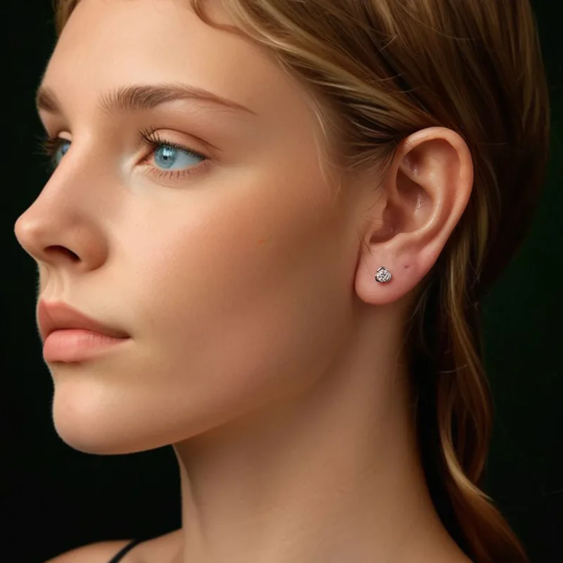 (bilde for) PANDORA Style Moissanite Rose øredobber (med ett sertifikat) - MSE071 - Vis 8
