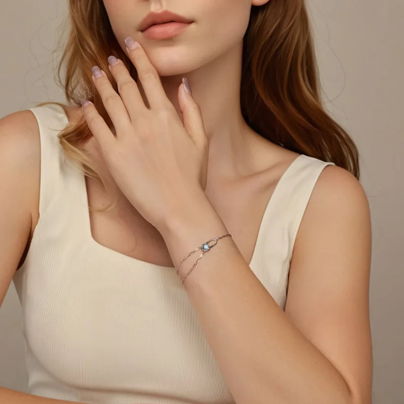 (bilde for) PANDORA Style Natural Aquamarine Armbånd - BSB191 - Vis 7