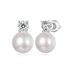 (bilde for) PANDORA Style Naturperle 0,5 karat moissanitt øredobber - MSE042-L