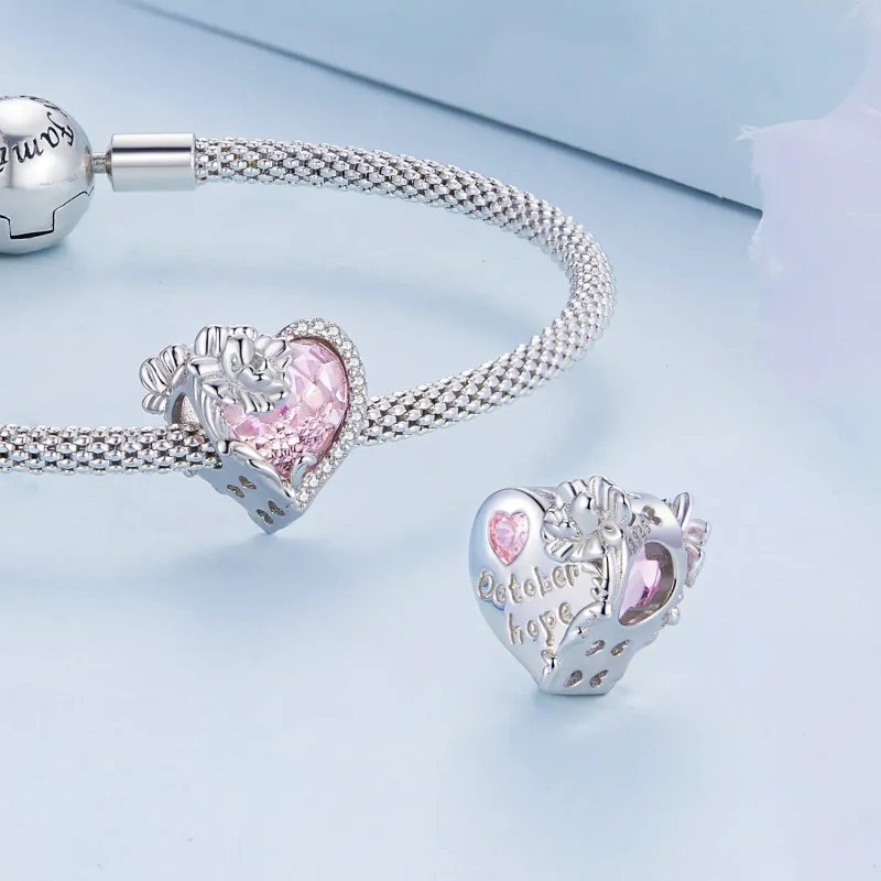 (bilde for) PANDORA Style Oktober fødselsstein hjerte sjarm - BSC660-10 - Vis 5