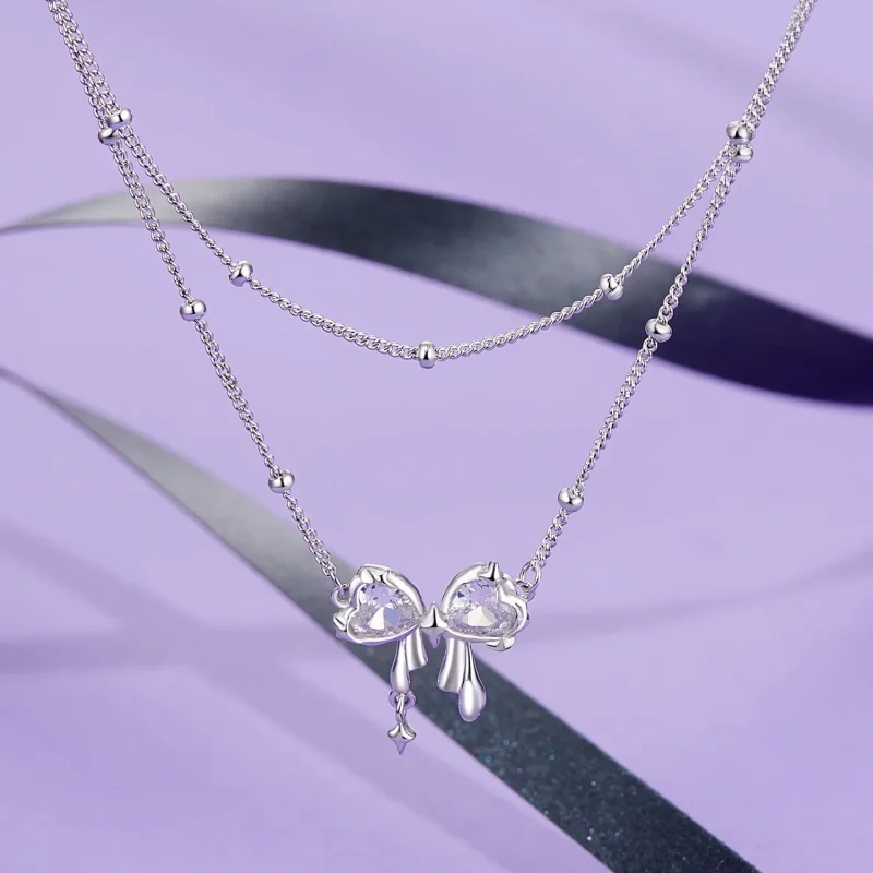 (bilde for) PANDORA Style Shining Bow Halskjedekjede - BSN398 - Vis 2
