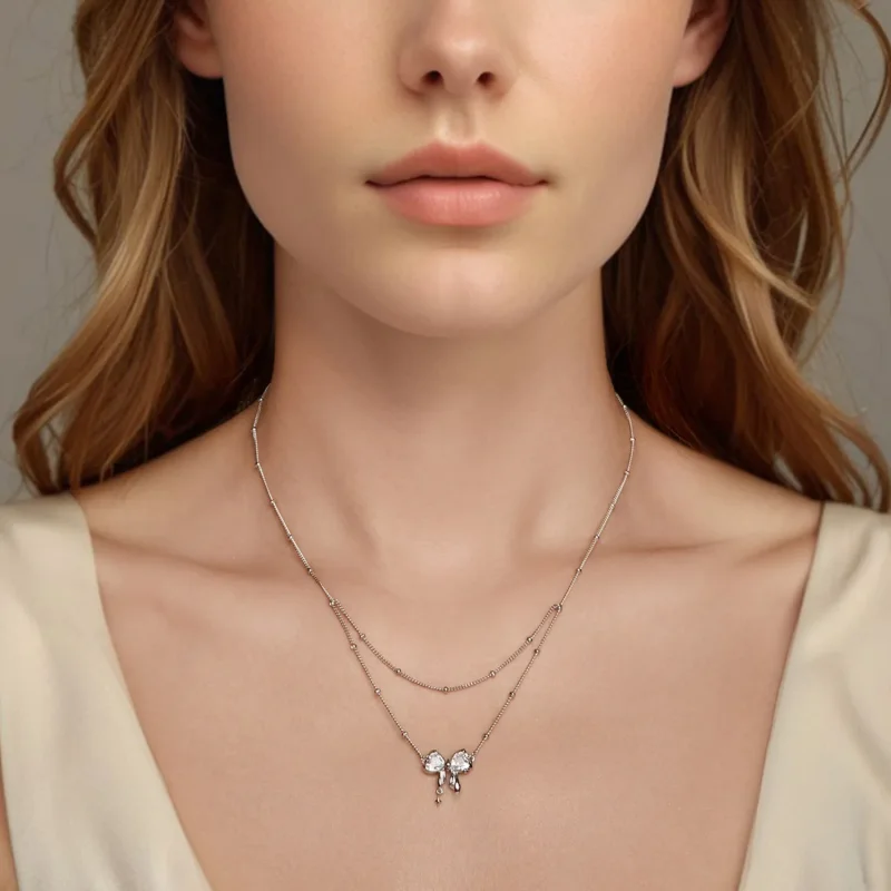 (bilde for) PANDORA Style Shining Bow Halskjedekjede - BSN398 - Vis 5