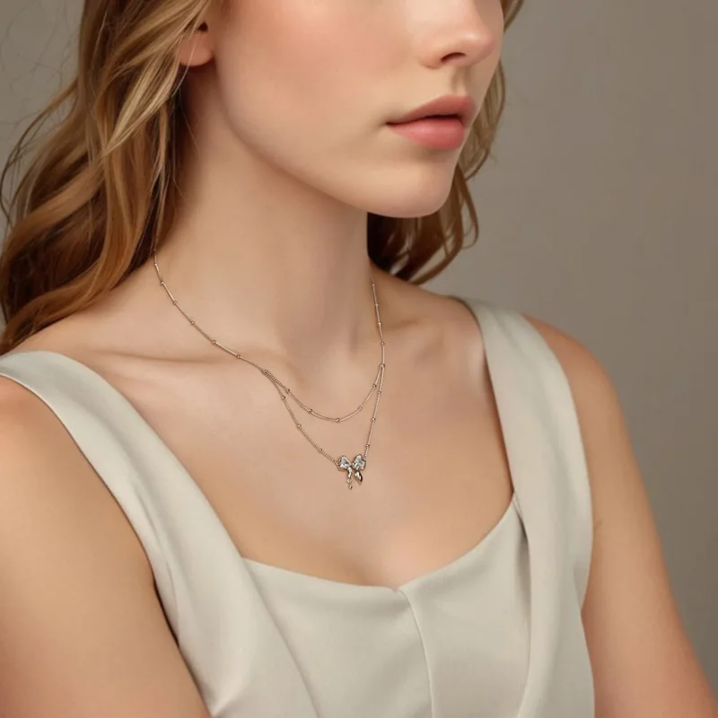 (bilde for) PANDORA Style Shining Bow Halskjedekjede - BSN398 - Vis 6