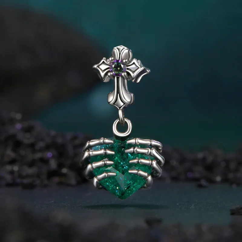 (bilde for) PANDORA Style Skull Heart Pendant - BSC1061 - Vis 2